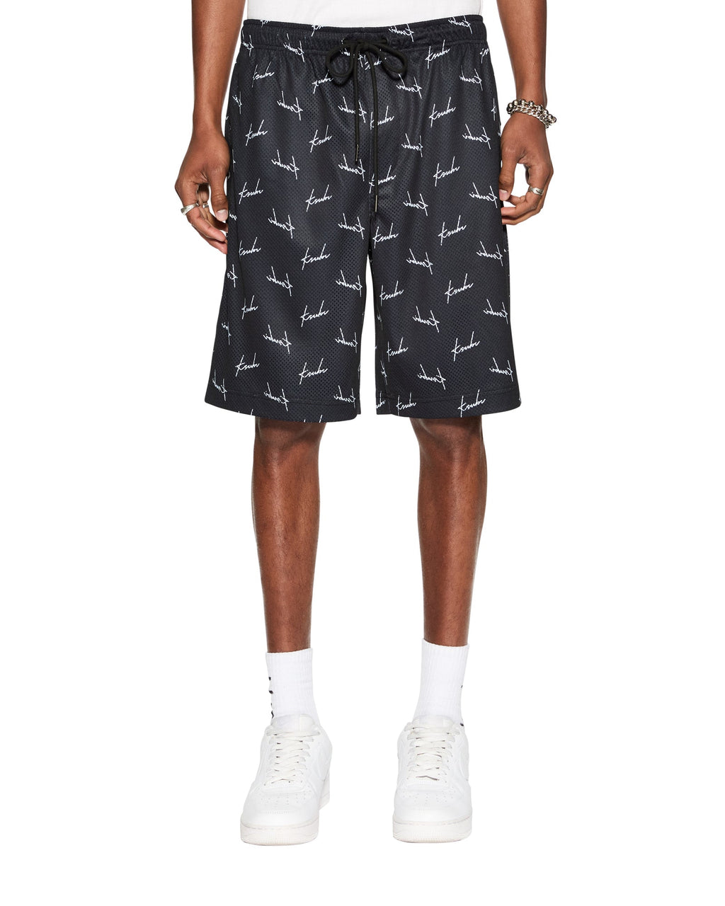 Mens Skript Mesh Short Black Regular Walkshorts - Black