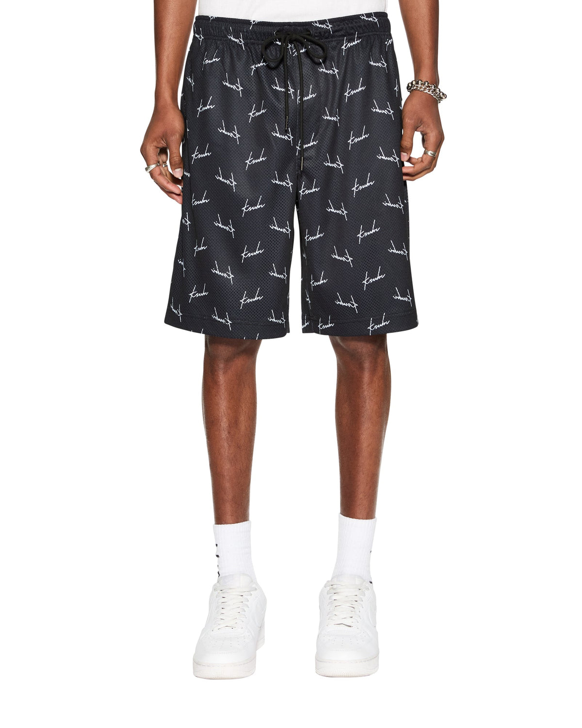Mens Skript Mesh Short Black Regular Walkshorts - Black