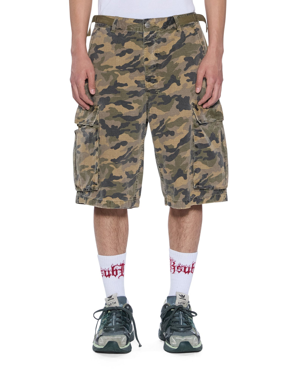 Mens Troop Cargo Short Camo Straight Walkshorts - Green