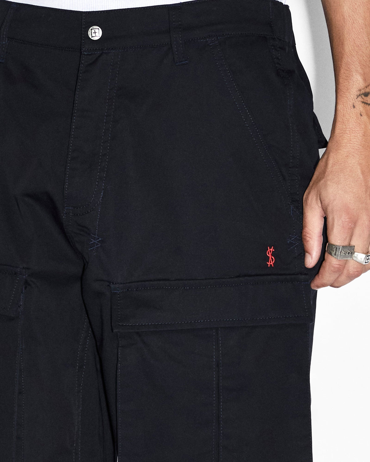 Mens Fugitive Cargo Short Tru Black Straight Walkshorts - Black