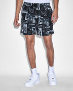 Mens Mash Up Boardshort Black Regular Walkshorts - Black