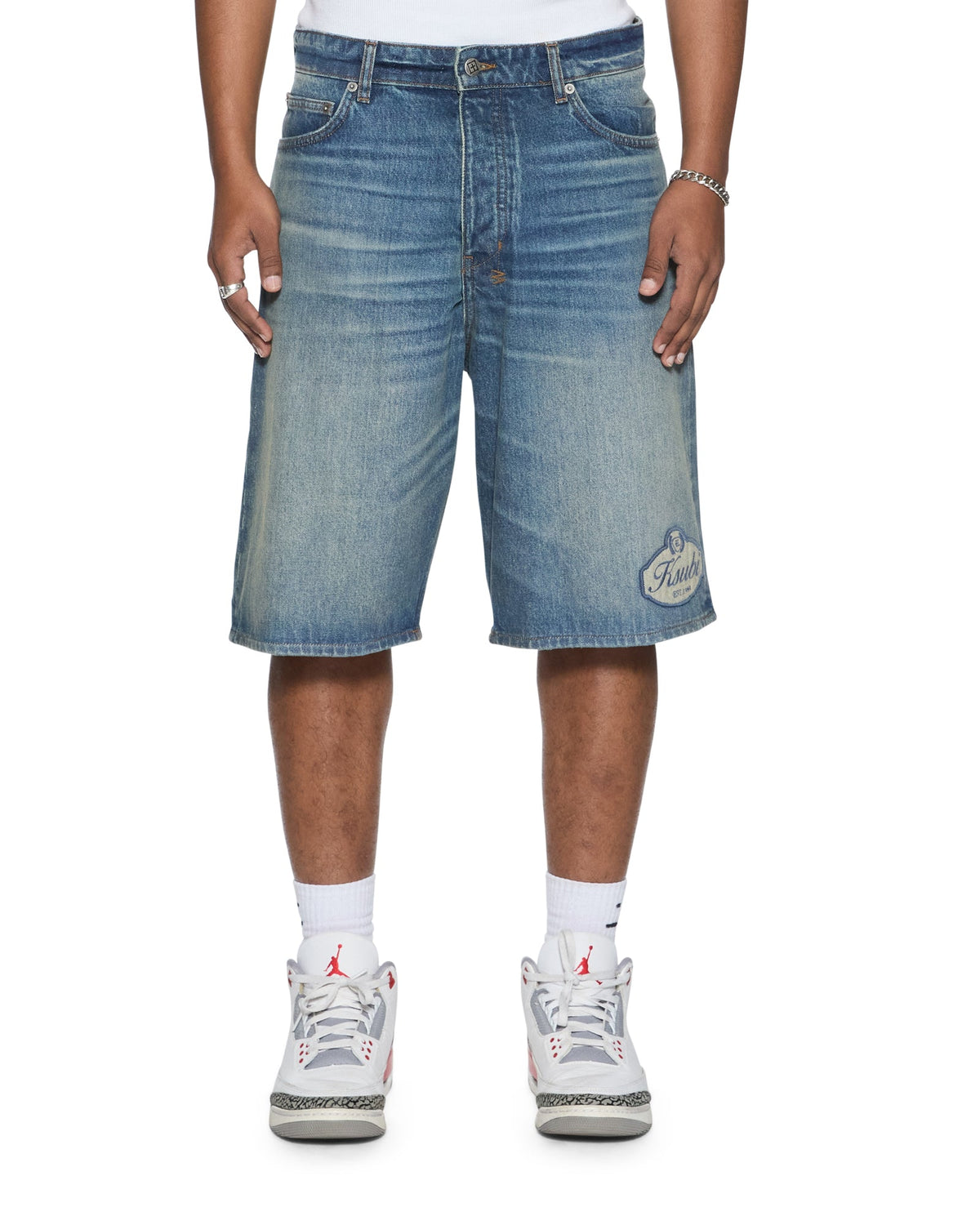 Mens Maxx Short Hendrix Blue Repair Relaxed Walkshorts - Denim