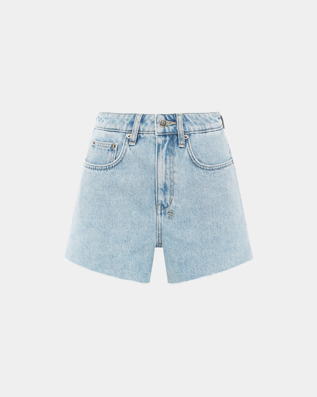 Womens Rise N Hi Torn Up Fitted Walkshorts - Denim