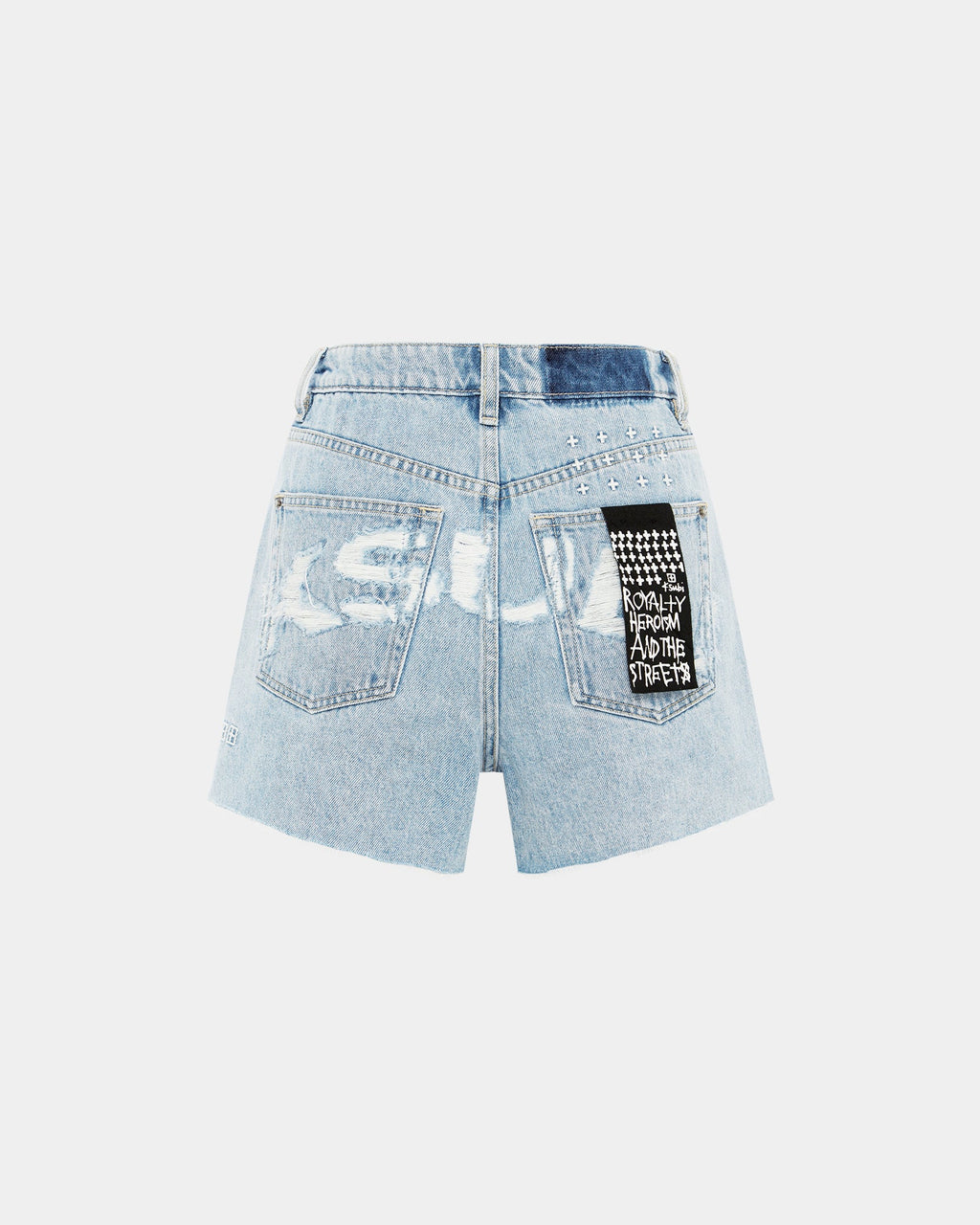 Womens Rise N Hi Torn Up Fitted Walkshorts - Denim