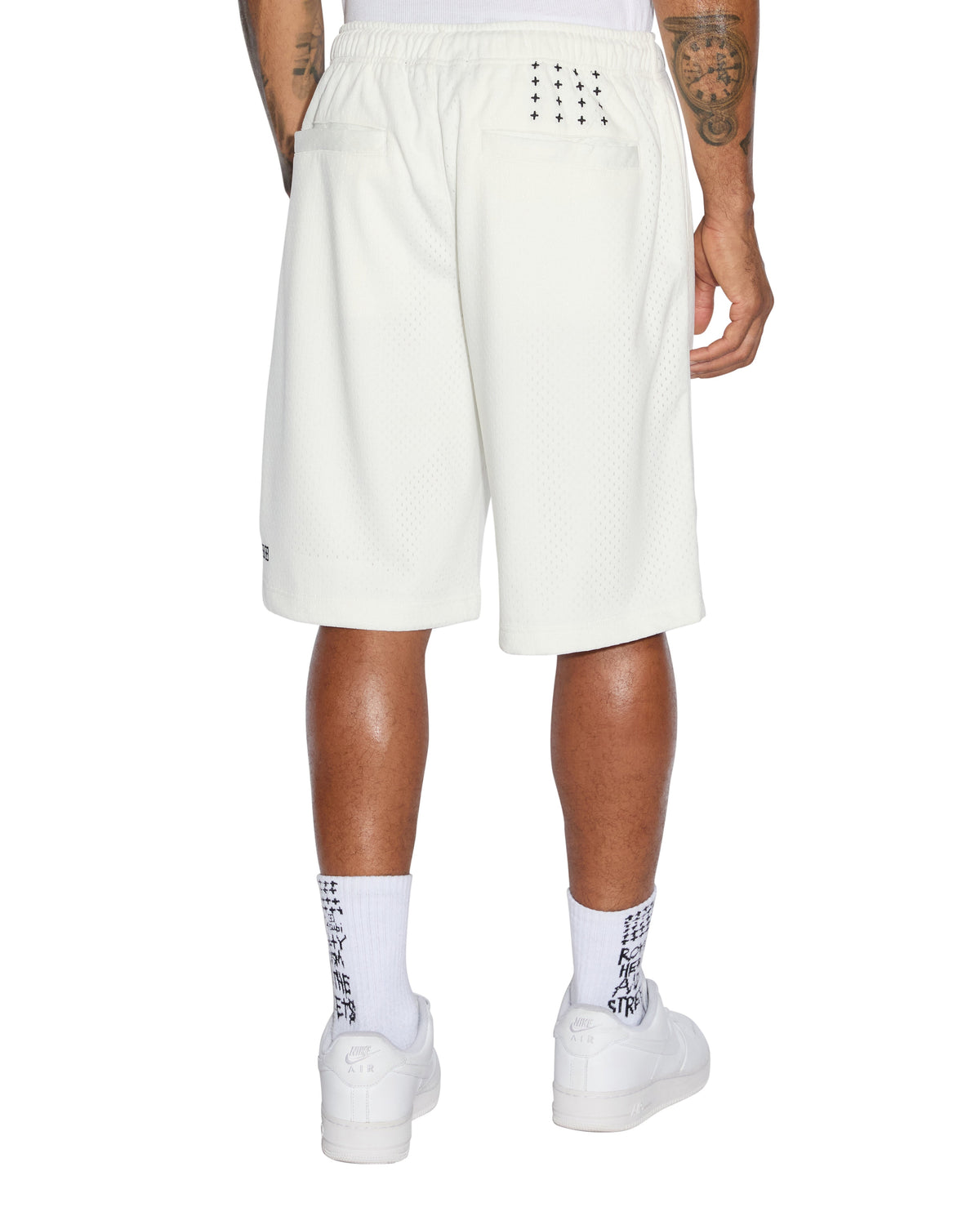 Mens Roll Mesh Short White Regular Walkshorts - White