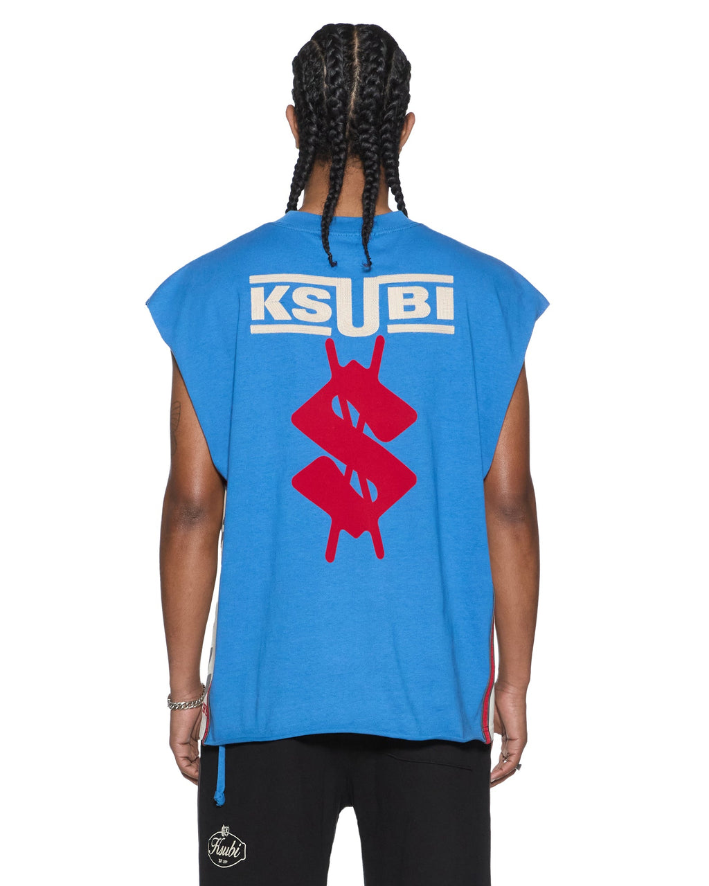 Mens Zoom Ekcess Cut Off Bolt Blue Oversized Tees - Blue