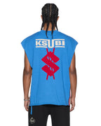 Mens Zoom Ekcess Cut Off Bolt Blue Oversized Tees - Blue
