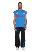 Mens Zoom Ekcess Cut Off Bolt Blue Oversized Tees - Blue