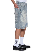 Mens Maxx Short Rogue Blue Graffiti Relaxed Walkshorts - Denim