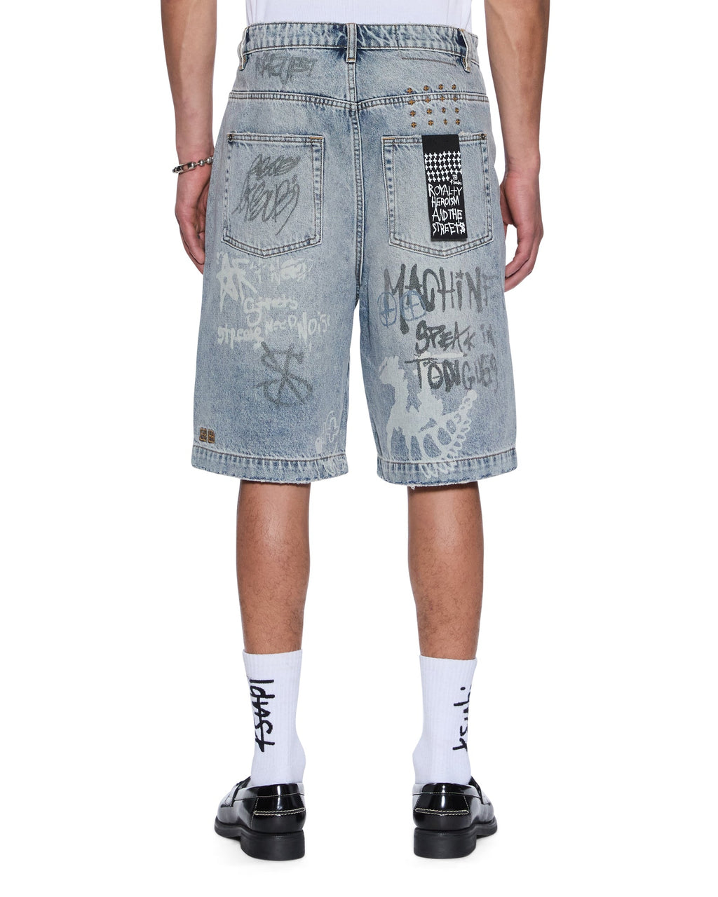 Mens Maxx Short Rogue Blue Graffiti Relaxed Walkshorts - Denim