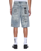 Mens Maxx Short Rogue Blue Graffiti Relaxed Walkshorts - Denim