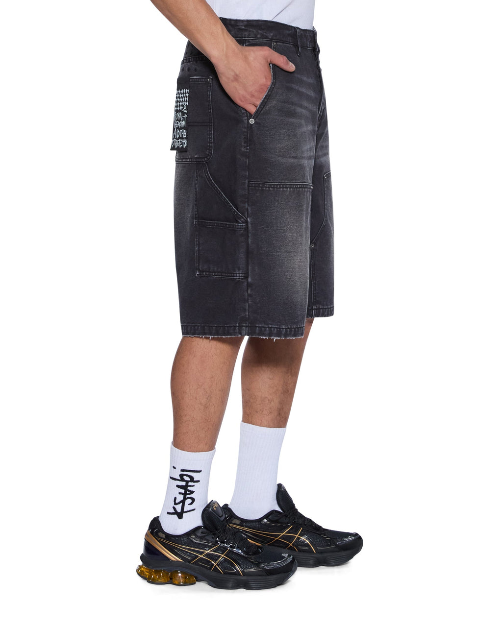 Mens Operator Short Powder Grey Relaxed Walkshorts - Denim