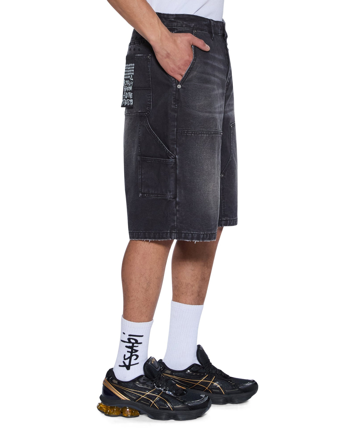Mens Operator Short Powder Grey Relaxed Walkshorts - Denim
