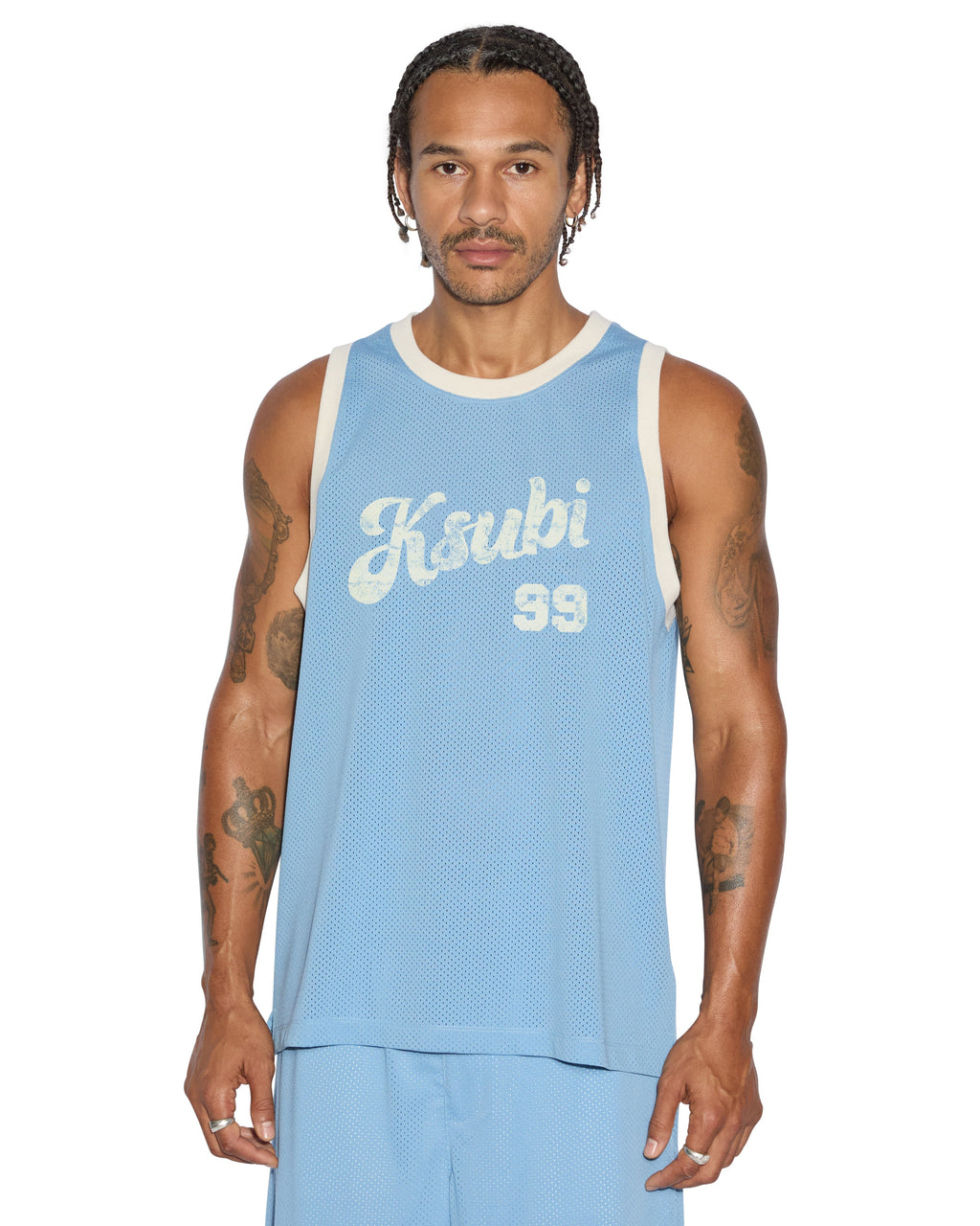Mens Clubhouse Pick Up Singlet Blue Boxy Fashion Tops - Blue
