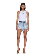 Womens Stacked Syndicate Tank Xtra White Fitted Fashion Tops - White
