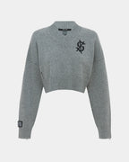 Womens Skipper Knit Grey Marle Boxy Knitwear - Grey