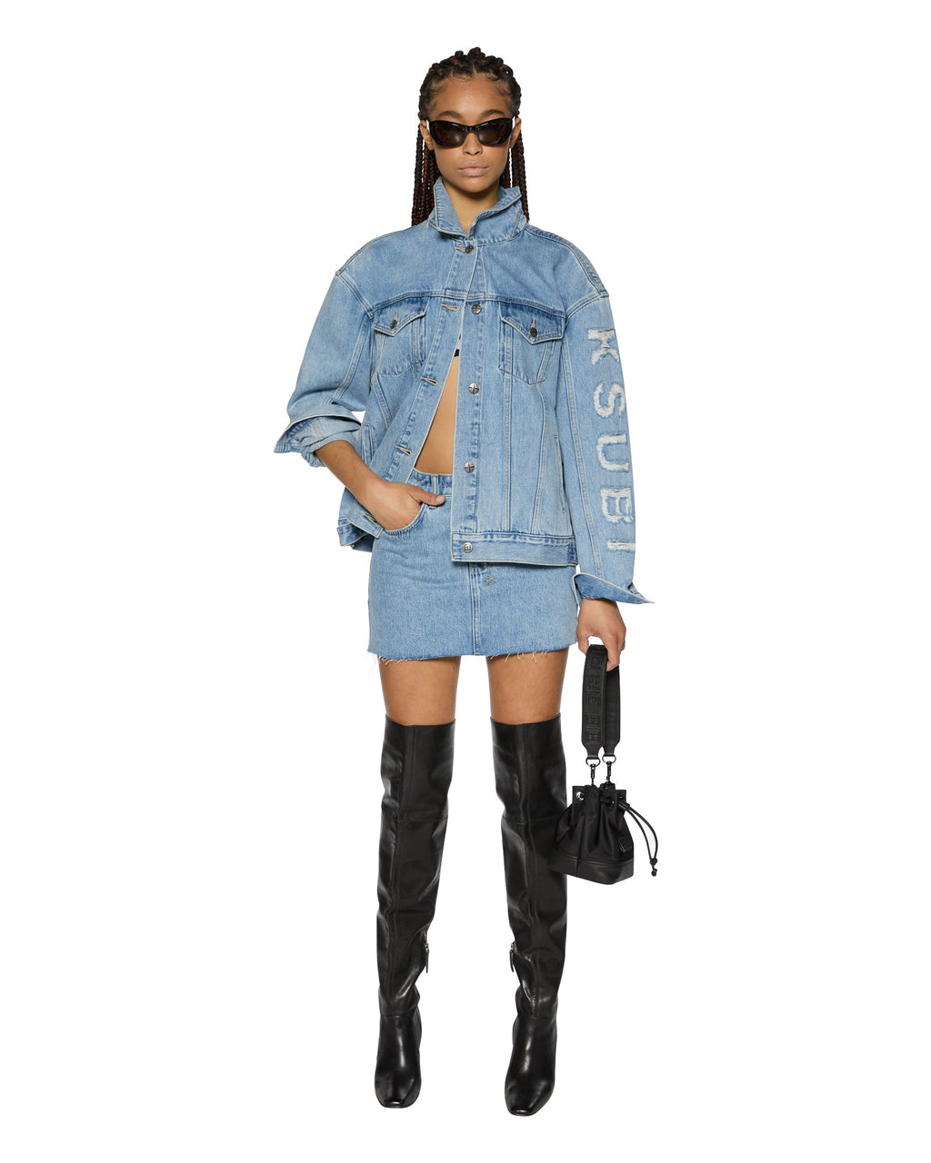 Womens Low Rider Mini Torn Up Slim Skirts - Denim