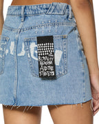 Womens Low Rider Mini Torn Up Slim Skirts - Denim