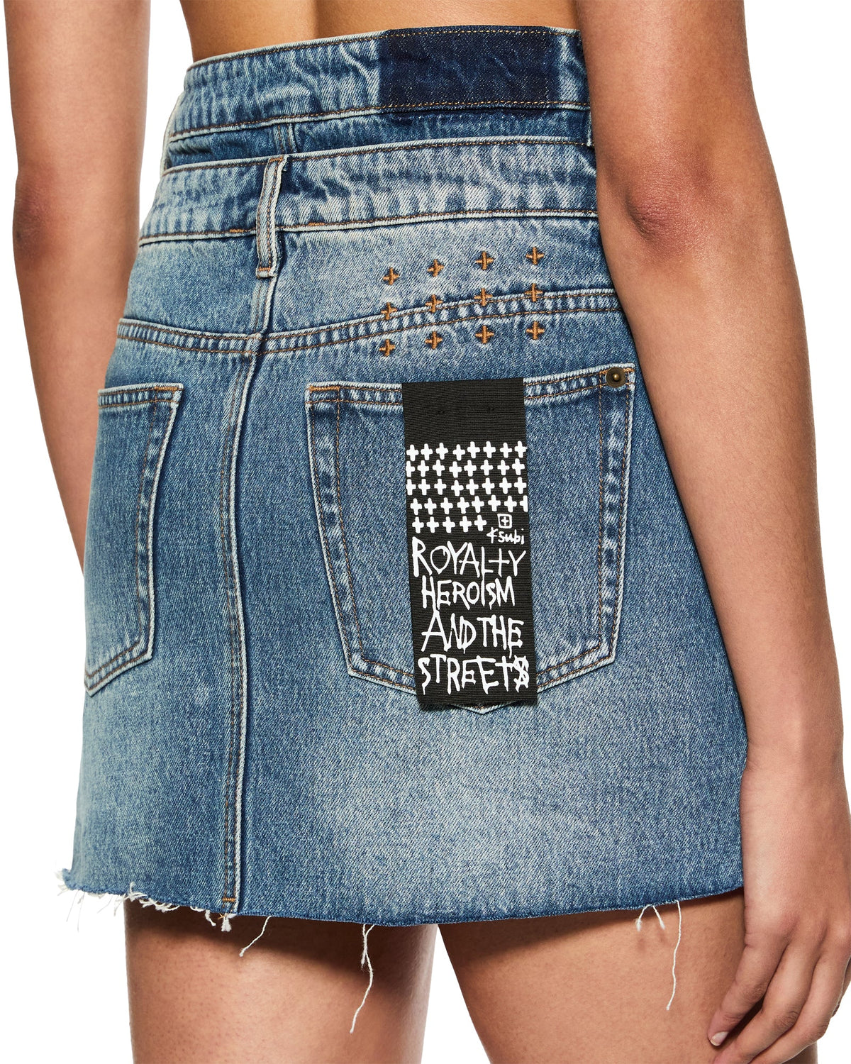 Womens Model Mini Rework Aged Slim Skirts - Denim