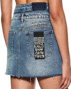 Womens Model Mini Rework Aged Slim Skirts - Denim