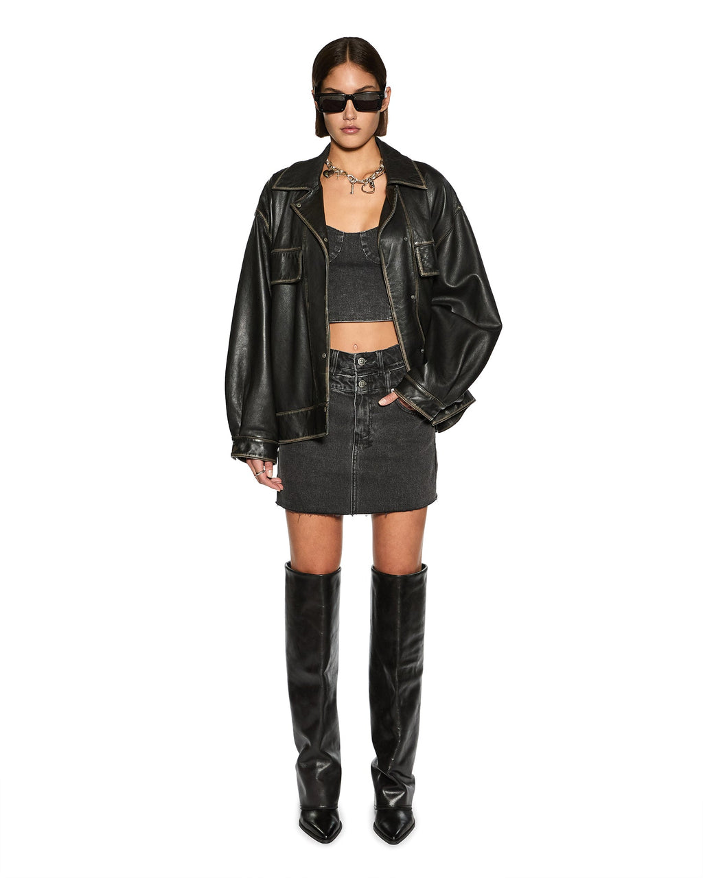 Womens Model Mini Rework Shadow Slim Skirts - Black