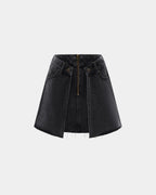 Womens Double Skirt Fallen A Line Skirts - Black