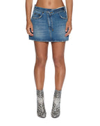 Womens Low Rider Mini Flip Aged Relaxed Skirts - Denim