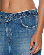 Womens Low Rider Mini Flip Aged Relaxed Skirts - Denim
