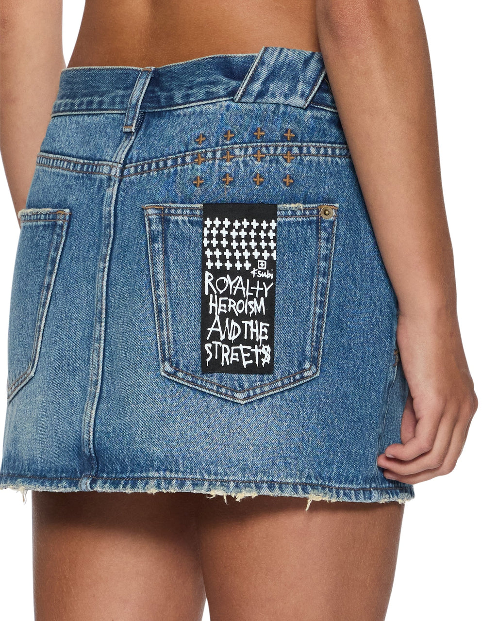 Womens Low Rider Mini Flip Aged Relaxed Skirts - Denim