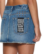Womens Low Rider Mini Flip Aged Relaxed Skirts - Denim