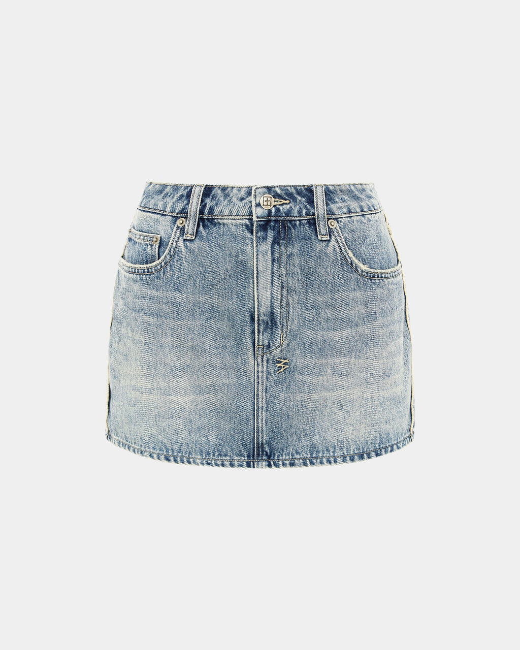 Womens Low Rider Mini Frayed Slim Skirts - Denim
