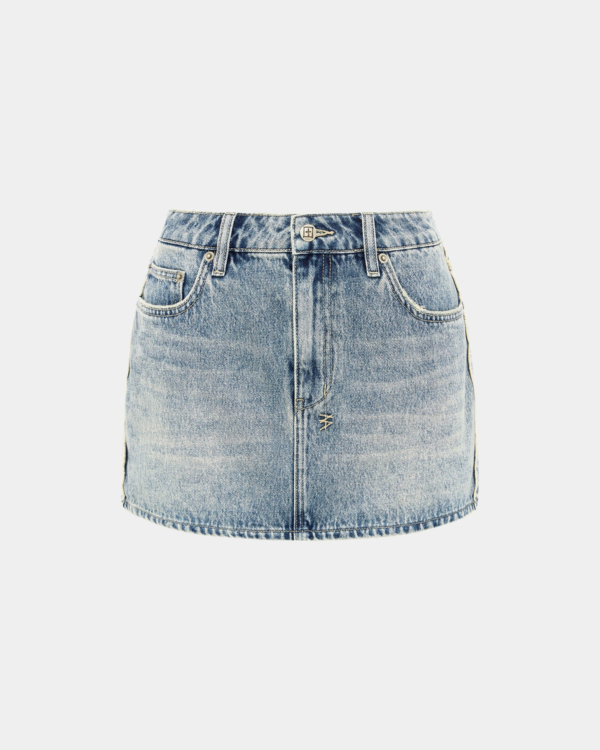 Womens Low Rider Mini Frayed Slim Skirts - Denim