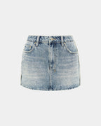 Womens Low Rider Mini Frayed Slim Skirts - Denim
