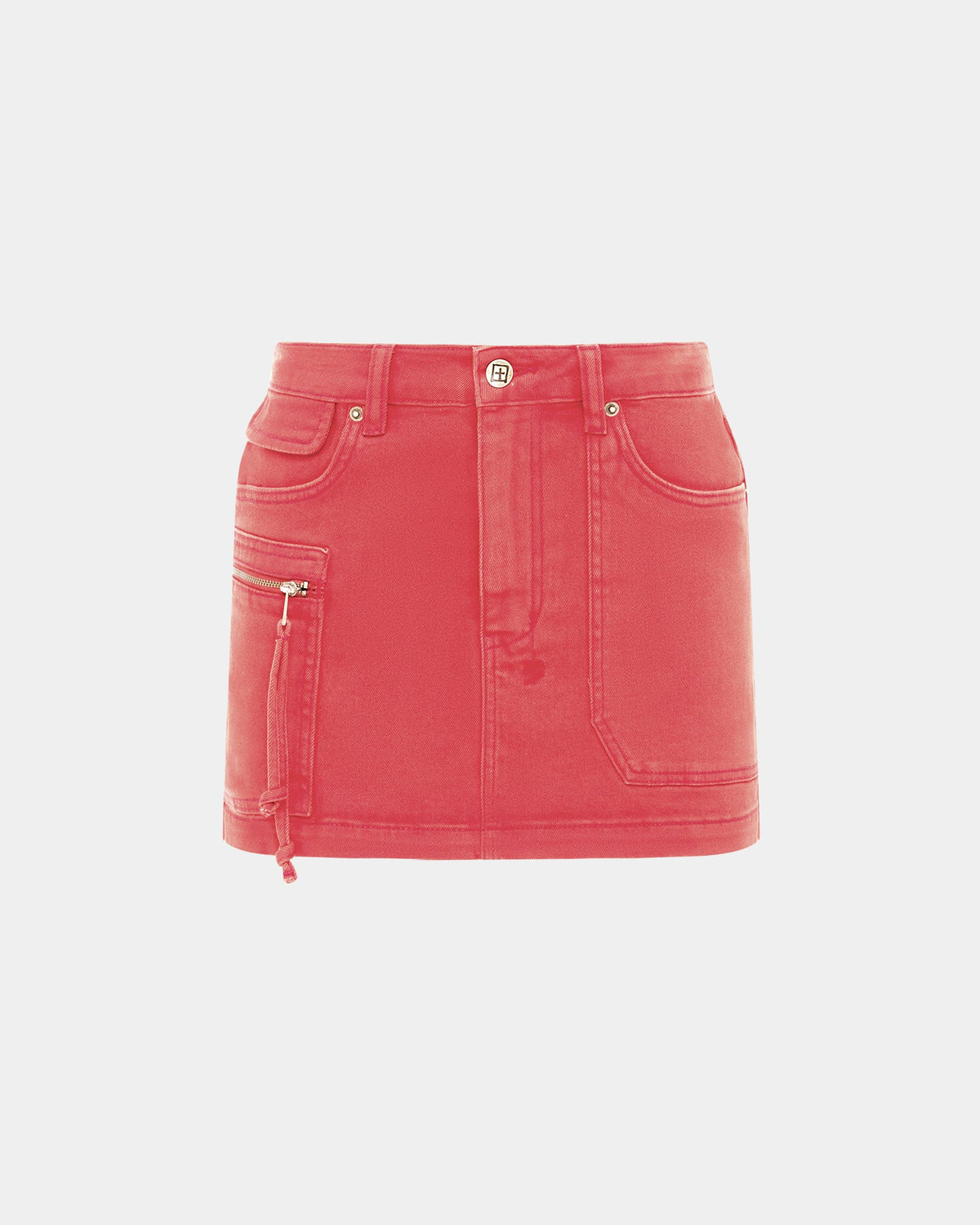 Womens Low Rider Mini Roasted Slim Skirts - Red