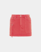 Womens Low Rider Mini Roasted Slim Skirts - Red