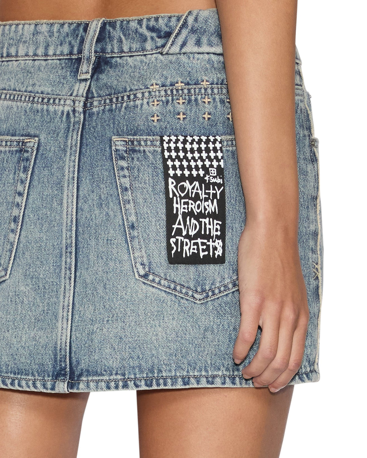 Womens Low Rider Mini Frayed Slim Skirts - Denim