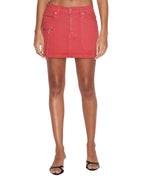 Womens Low Rider Mini Roasted Slim Skirts - Red