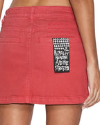 Womens Low Rider Mini Roasted Slim Skirts - Red