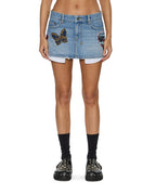 Womens Micro Mini Skirt Horizon Patch Regular Skirts - Denim