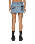 Womens Micro Mini Skirt Horizon Patch Regular Skirts - Denim