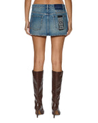 Womens Micro Mini Skirt Texas Blue Studded Regular Skirts - Denim