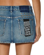 Womens Micro Mini Skirt Texas Blue Studded Regular Skirts - Denim