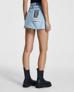 Womens Model Mini Sense Sliced Slim Skirts - Denim