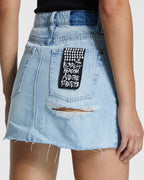 Womens Model Mini Sense Sliced Slim Skirts - Denim