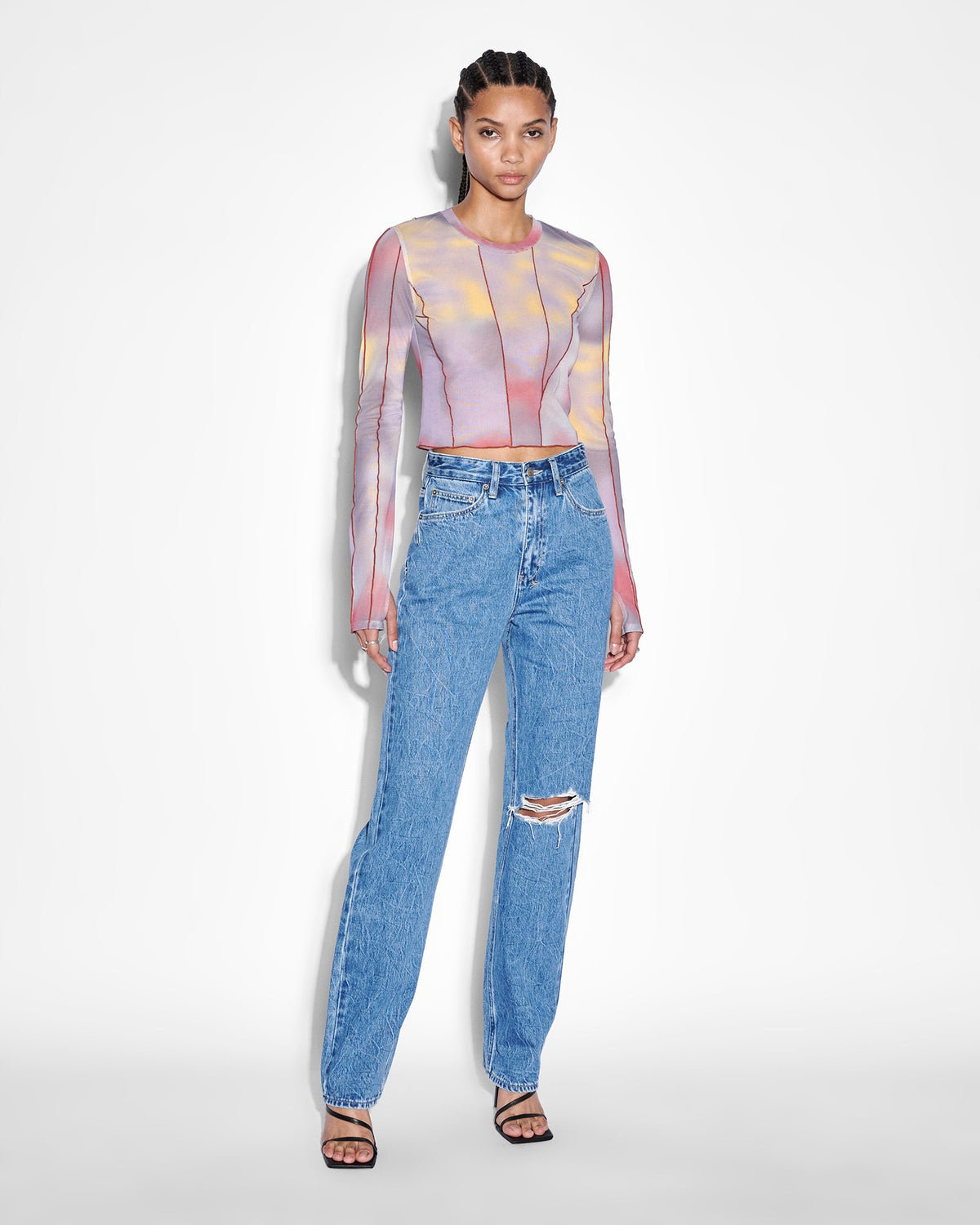 Womens Refract Top Euphoria Fitted Fashion Tops - Multi Colour