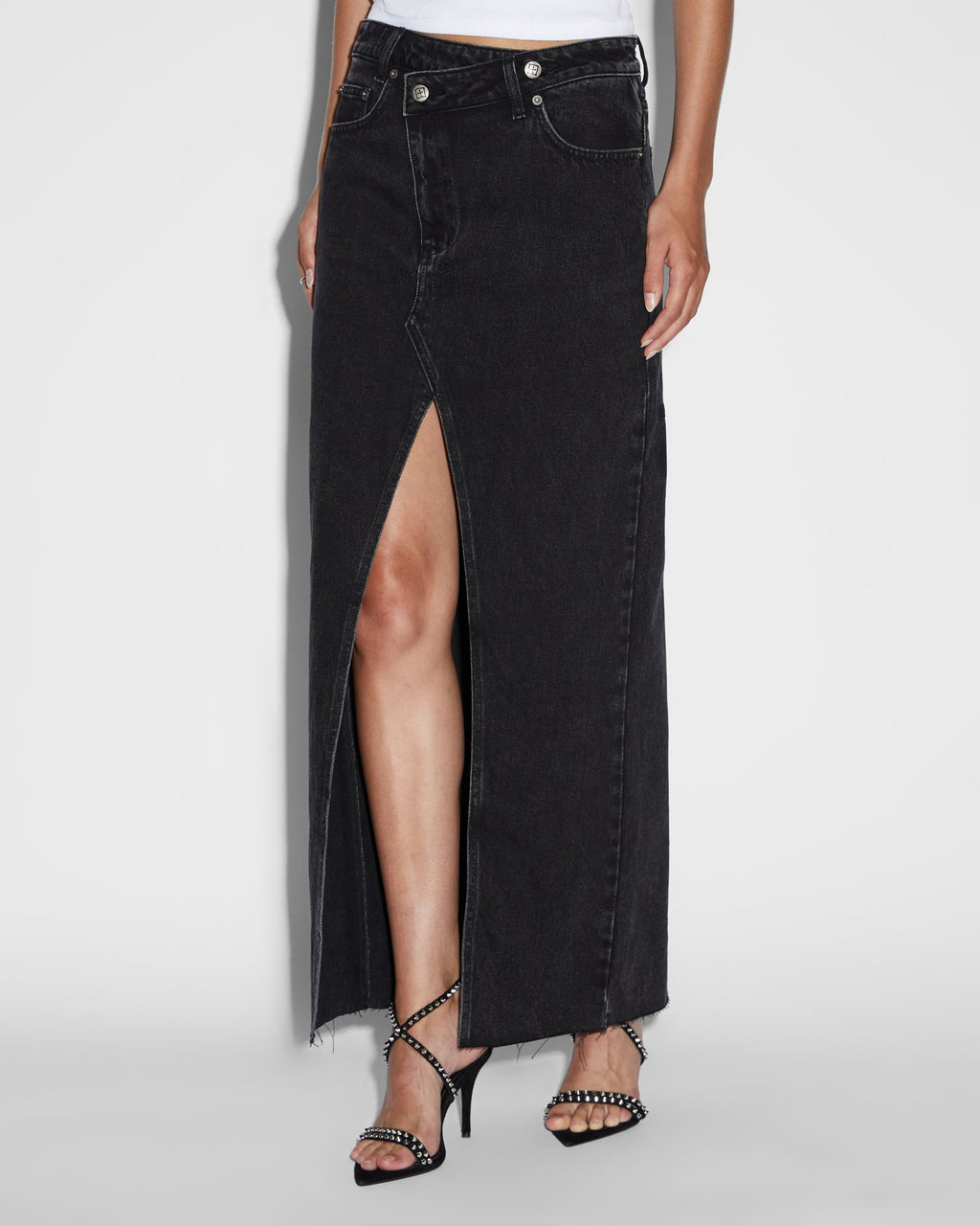 Womens Relax Maxi Skirt Washed Black Skirts - Black