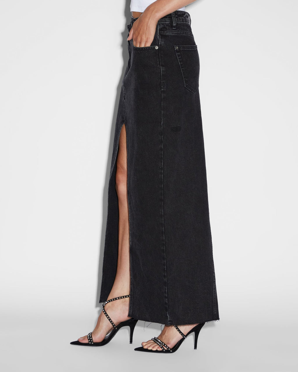 Womens Relax Maxi Skirt Washed Black Skirts - Black