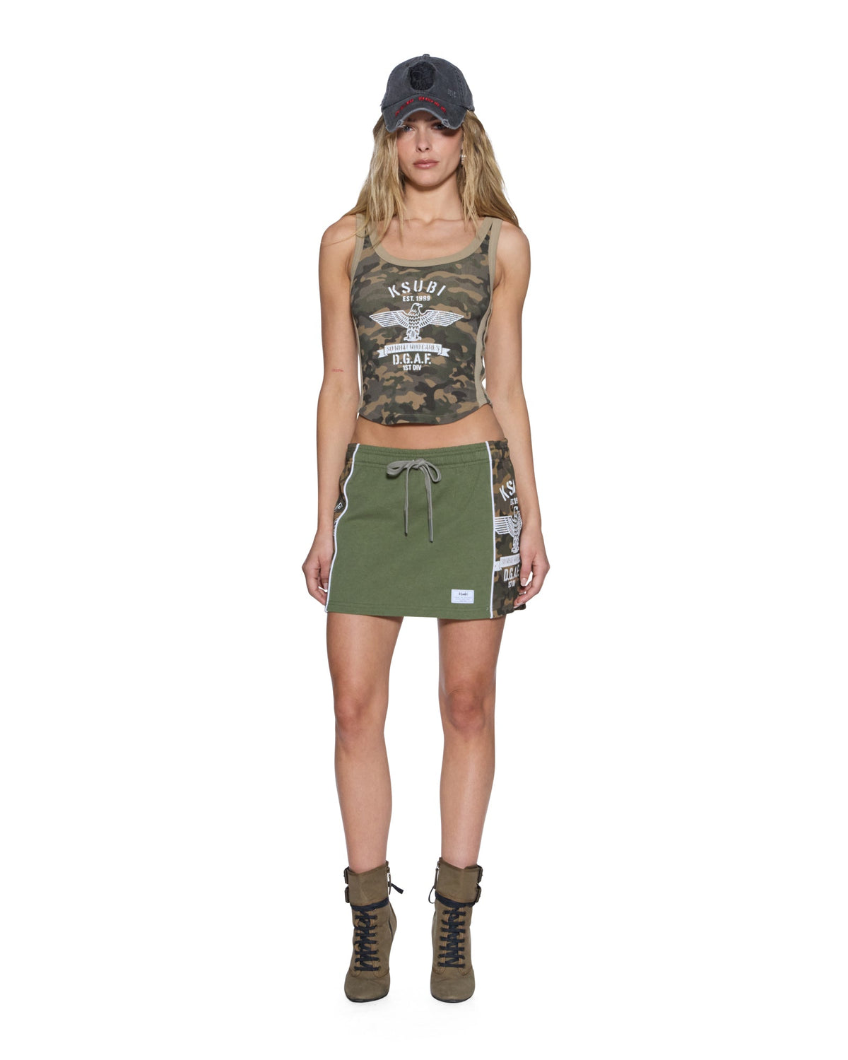 Womens Origin Trakskirt Spliced Camo Hash Slim Skirts - Green