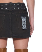 Womens Micro Mini Skirt Belted Greased Regular Skirts - Brown