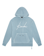Mens Skript Biggie Hoodie Ice Blue Oversized Fleece - Blue